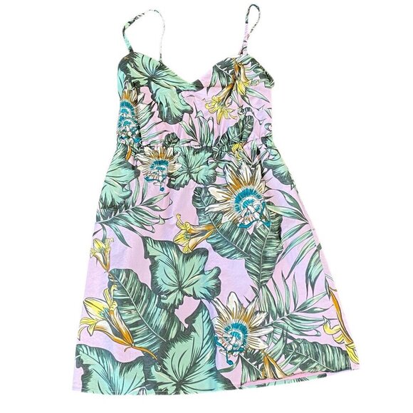 J.Crew Tropical Floral Print Poplin Pink/Lavender Floral Sun Dress S #333F - Picture 2 of 8